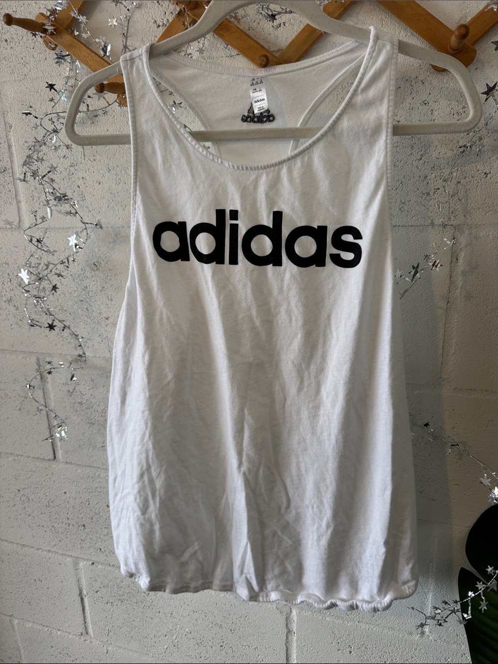 adidas White Tank Top with Black Logo